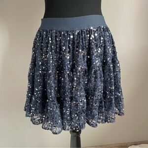 Sequin Embellished Navy Skirt
